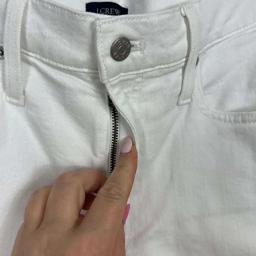 J. Crew White High Waisted Raw Hem Denim Shorts Size 31